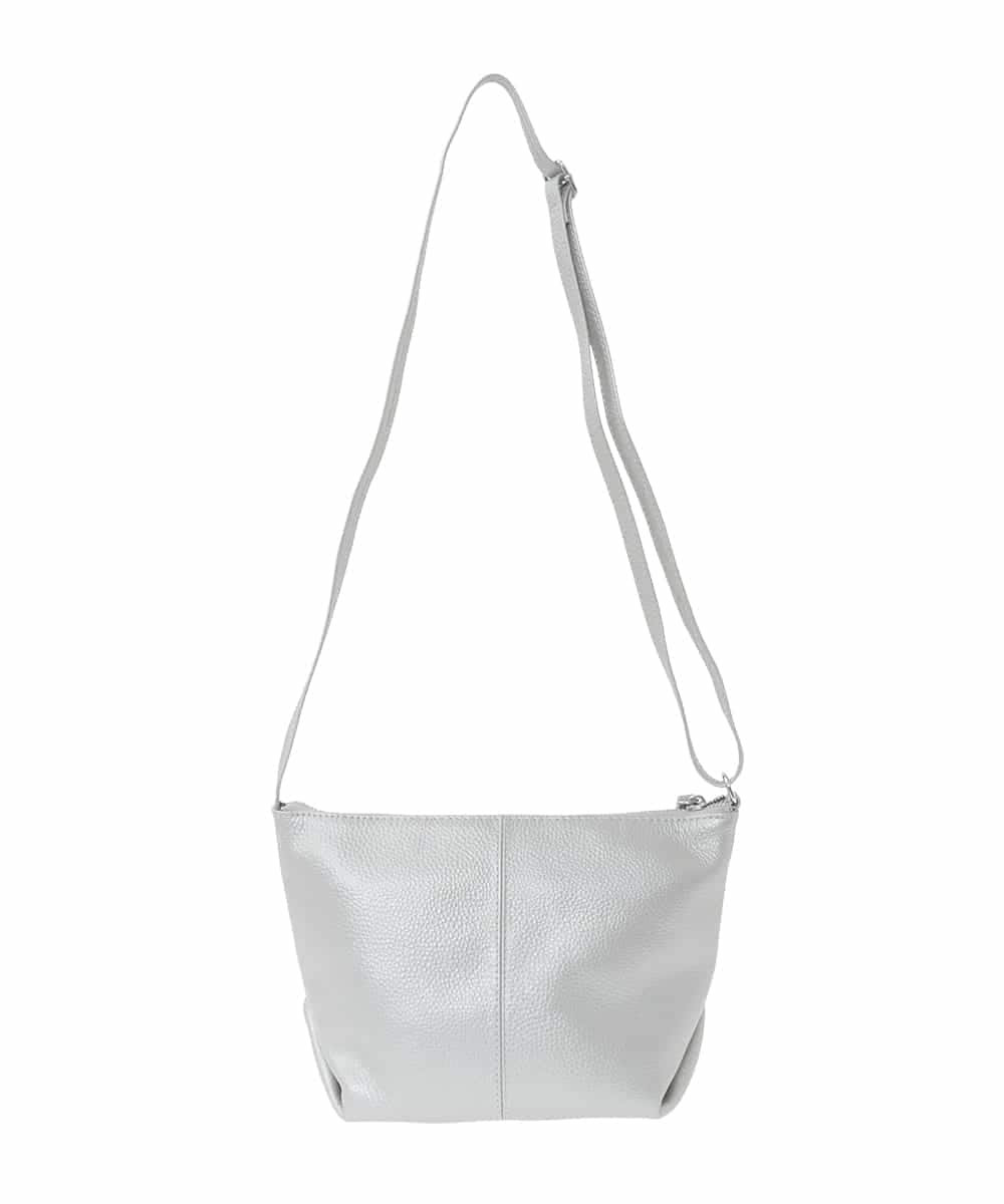 FR5GD01130 MK MICHEL KLEIN(MK ミッシェルクラン) シュリングレザー台形ショルダーバッグ シルバー