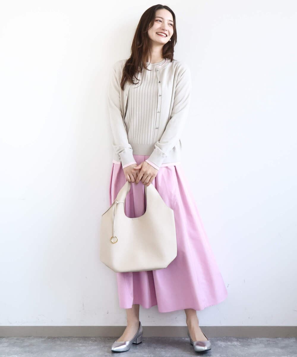 FR5GD02110 MK MICHEL KLEIN(MK ミッシェルクラン) [A4収納可]リングチャーム付きトートバッグ ライトグレー