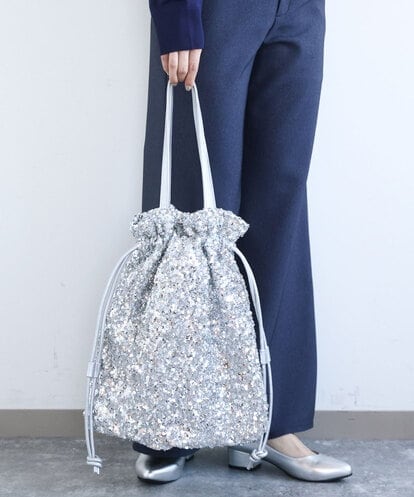 FR5GD03100 MK MICHEL KLEIN スパンコール2WAYトートバッグ