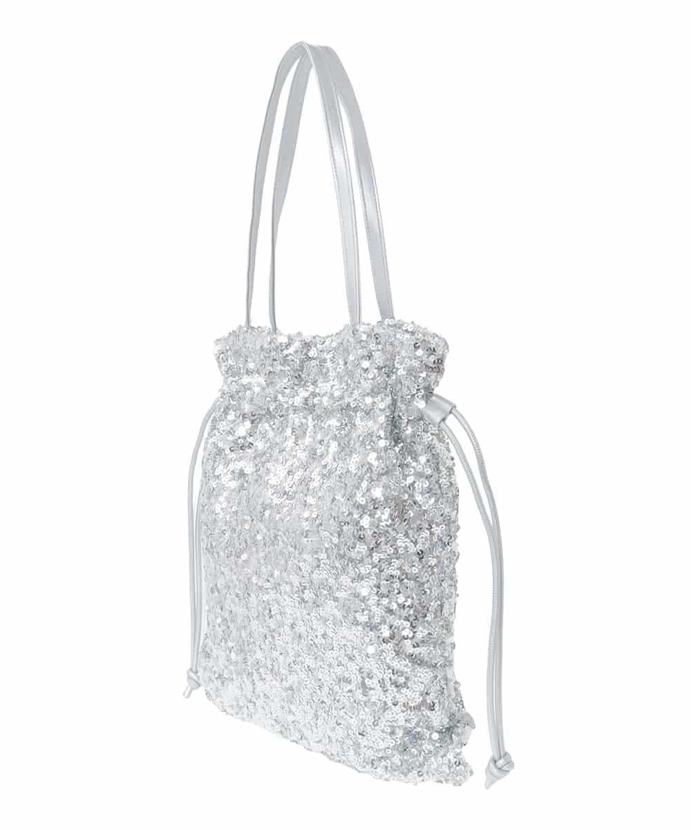 FR5GD03100 MK MICHEL KLEIN(MK ミッシェルクラン) スパンコール2WAYトートバッグ シルバー