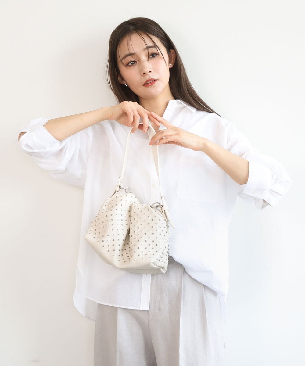 FR5GD05090 MK MICHEL KLEIN(MK ミッシェルクラン) スタッズデザイン巾着風2wayバッグ ライトイエロー