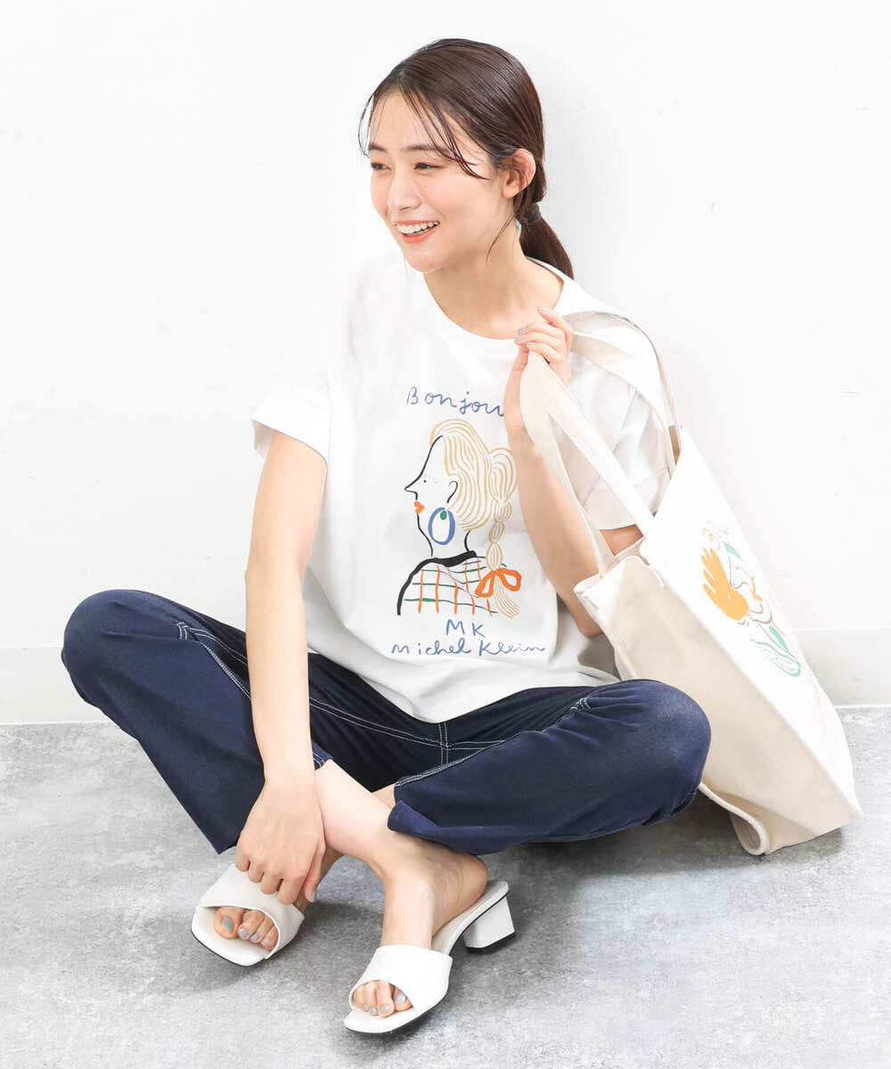 FR5GS50090 MK MICHEL KLEIN(MK ミッシェルクラン) 【Marie Assénat×MK MICHEL KLEIN】30周年記念コラボトートバッグ アイボリー