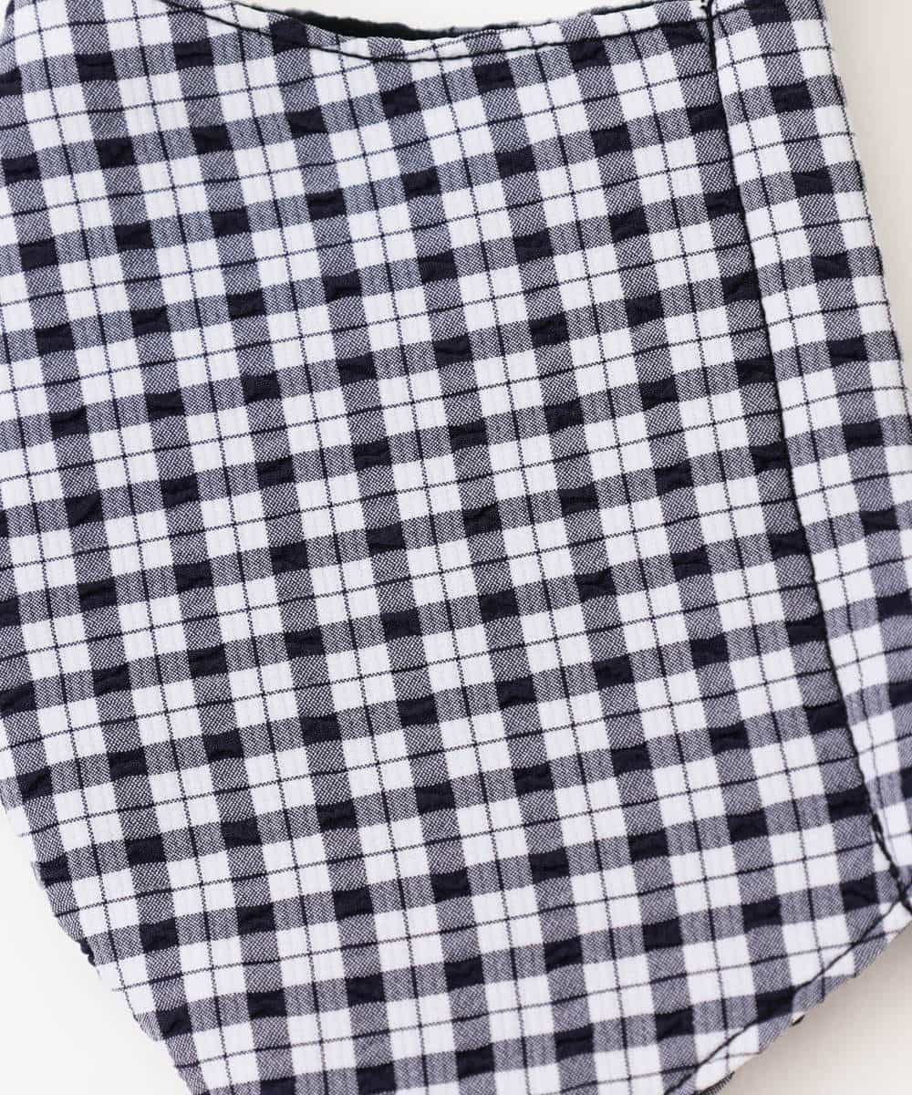 FRYAM01023 MK MICHEL KLEIN(MK ミッシェルクラン) 【返品不可/洗える】リボンマスク（チェック） ネイビー
