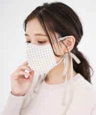 FRYAM01023 MK MICHEL KLEIN(MK ミッシェルクラン) 【返品不可/洗える】リボンマスク（チェック） ベージュ