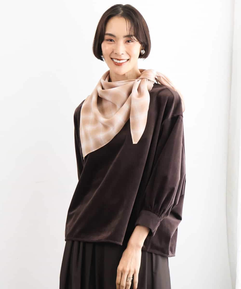 FS3AG07130 MICHEL KLEIN(ミッシェルクラン) チェックウールブレンドスカーフ グリーン