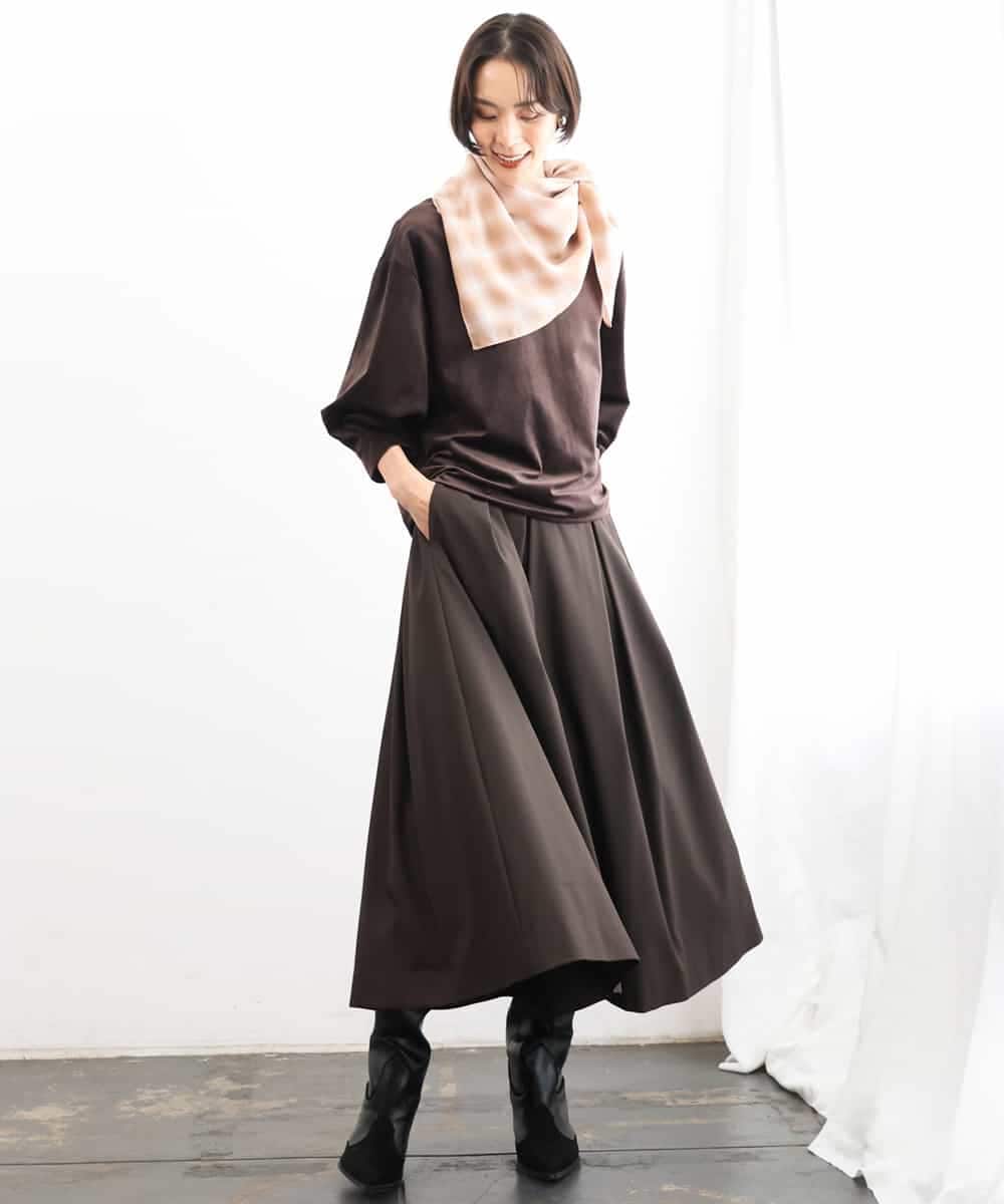 FS3AG07130 MICHEL KLEIN(ミッシェルクラン) チェックウールブレンドスカーフ グリーン