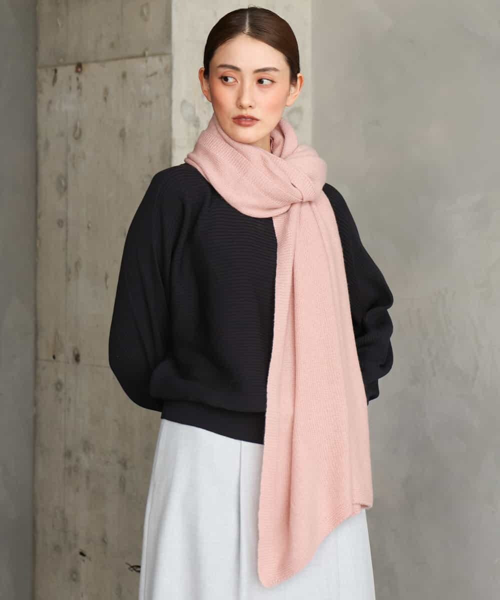 FS3AG43230 MICHEL KLEIN(ミッシェルクラン) カシミヤ混ニットストール ピンク