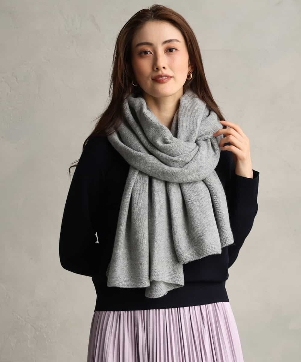 FS3AG43230 MICHEL KLEIN(ミッシェルクラン) カシミヤ混ニットストール グレー
