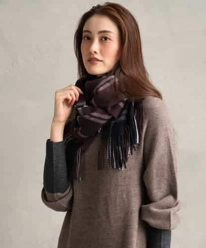 FS3AG51160 MICHEL KLEIN カシミヤ混チェックマフラー