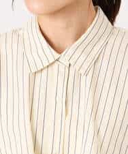 FUBGD01130 MK MICHEL KLEIN(MK ミッシェルクラン) ティアードフリルストライプ柄シャツブラウス/洗える ライトイエロー