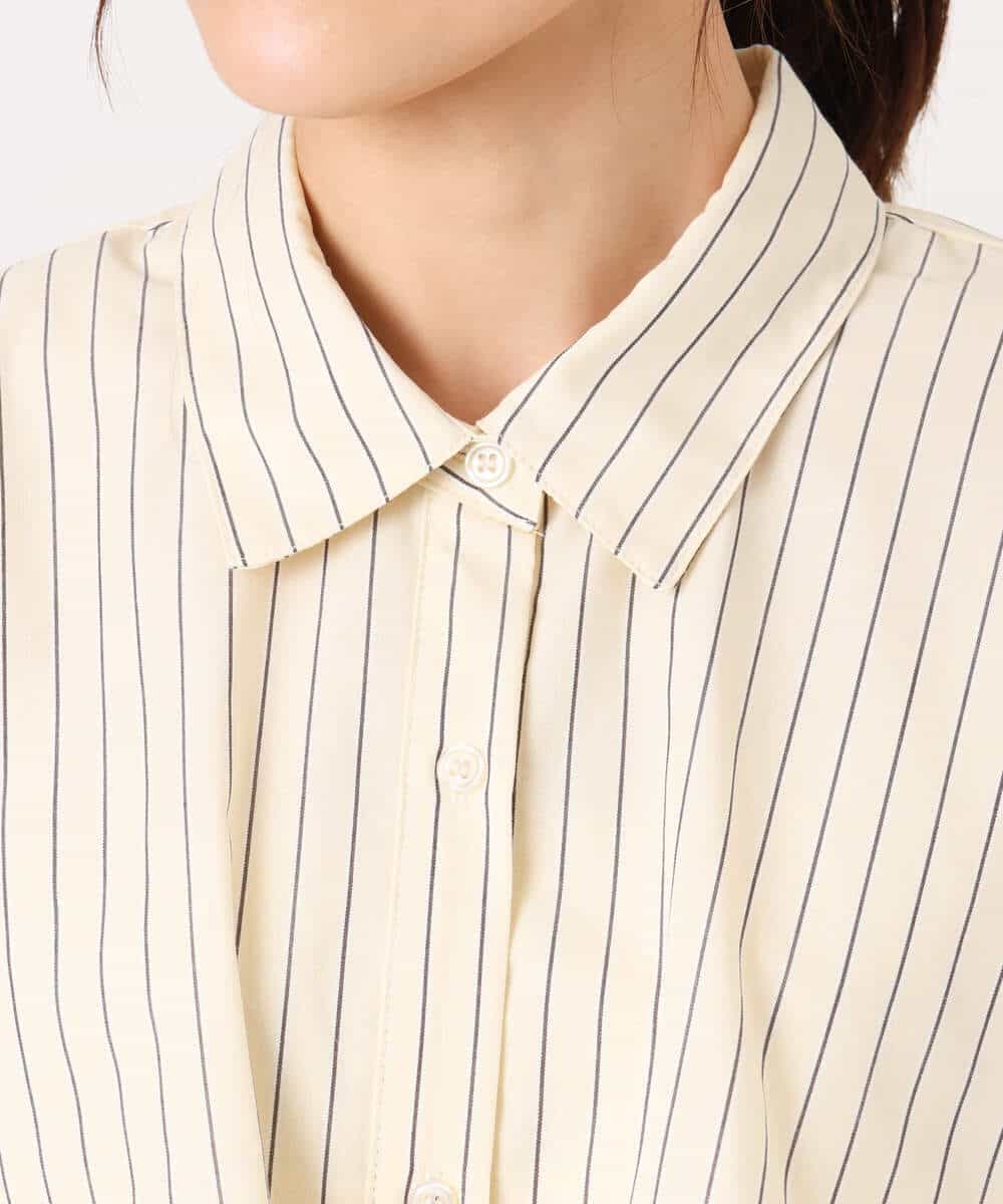 FUBGD01130 MK MICHEL KLEIN(MK ミッシェルクラン) ティアードフリルストライプ柄シャツブラウス/洗える ライトイエロー