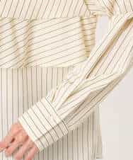 FUBGD01130 MK MICHEL KLEIN(MK ミッシェルクラン) ティアードフリルストライプ柄シャツブラウス/洗える ライトイエロー