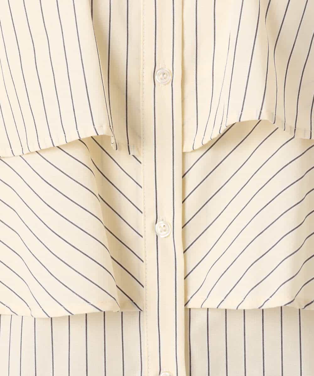 FUBGD01130 MK MICHEL KLEIN(MK ミッシェルクラン) ティアードフリルストライプ柄シャツブラウス/洗える ライトイエロー