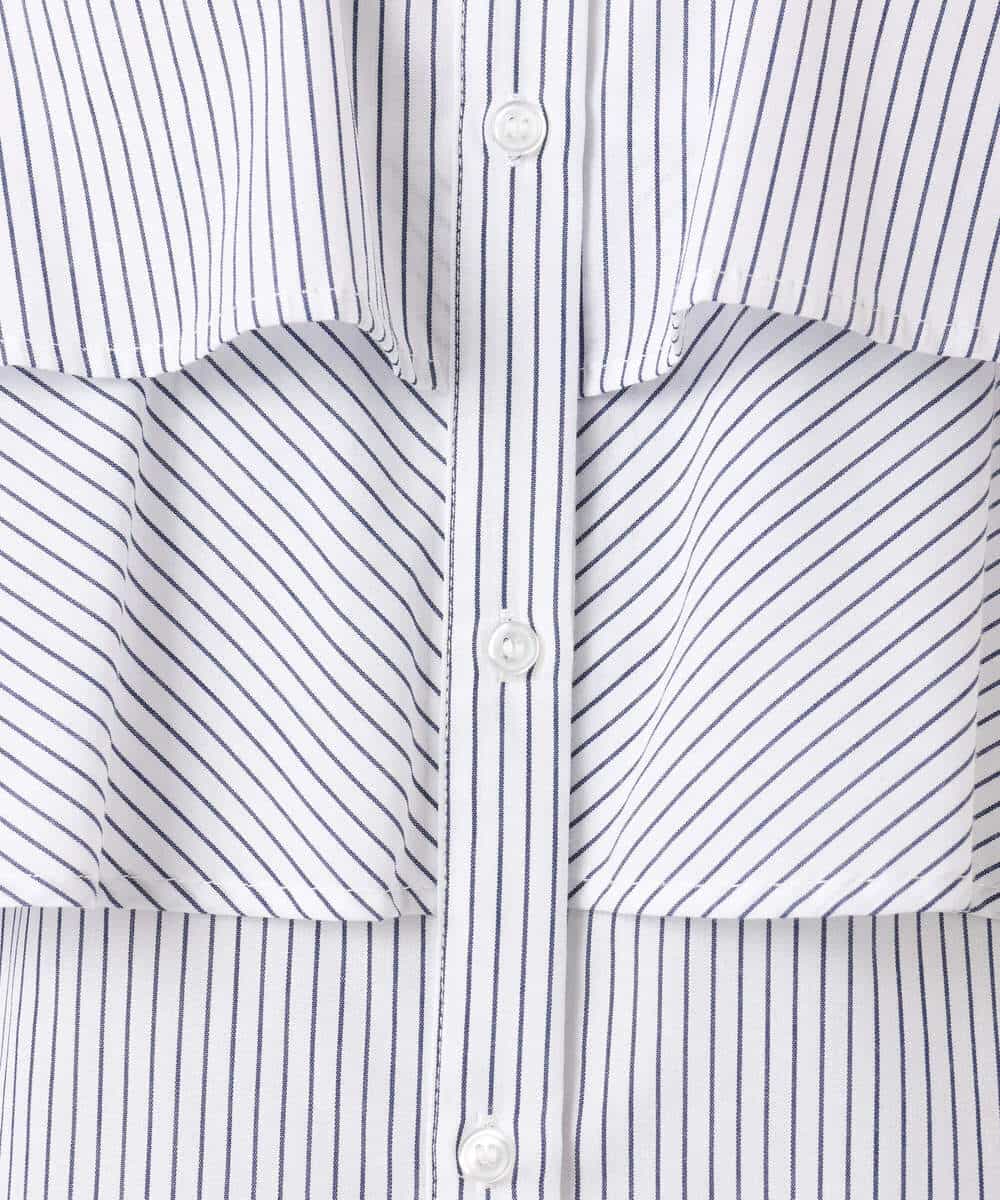 FUBGD01130 MK MICHEL KLEIN(MK ミッシェルクラン) ティアードフリルストライプ柄シャツブラウス/洗える ライトイエロー