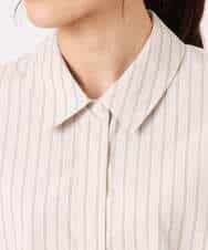 FUBGD02130 MK MICHEL KLEIN(MK ミッシェルクラン) クロップド丈コットンストライプシャツブラウス/洗える ベージュ