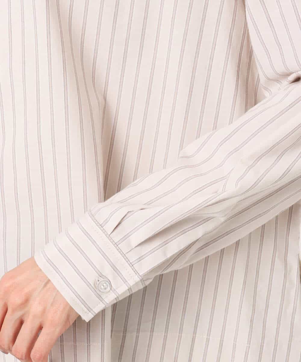FUBGD02130 MK MICHEL KLEIN(MK ミッシェルクラン) クロップド丈コットンストライプシャツブラウス/洗える ベージュ