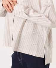 FUBGD02130 MK MICHEL KLEIN(MK ミッシェルクラン) クロップド丈コットンストライプシャツブラウス/洗える ベージュ