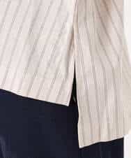 FUBGD02130 MK MICHEL KLEIN(MK ミッシェルクラン) クロップド丈コットンストライプシャツブラウス/洗える ベージュ