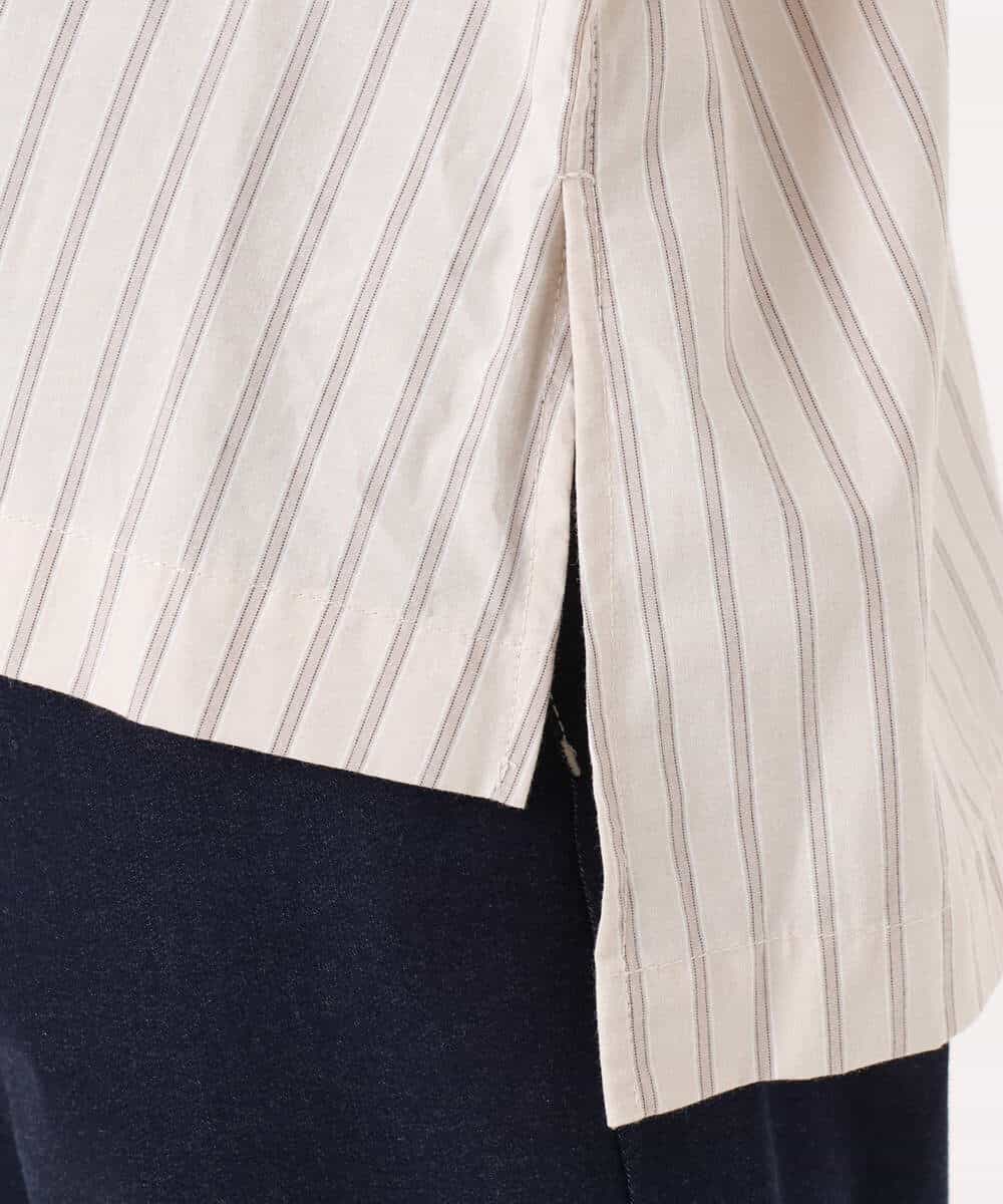 FUBGD02130 MK MICHEL KLEIN(MK ミッシェルクラン) クロップド丈コットンストライプシャツブラウス/洗える ベージュ
