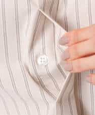 FUBGD02130 MK MICHEL KLEIN(MK ミッシェルクラン) クロップド丈コットンストライプシャツブラウス/洗える ベージュ