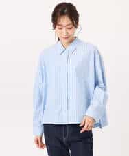 FUBGD02130 MK MICHEL KLEIN(MK ミッシェルクラン) クロップド丈コットンストライプシャツブラウス/洗える ベージュ