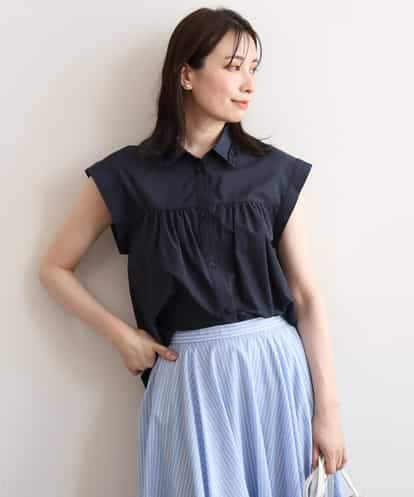 FUBGD83130 MK MICHEL KLEIN [洗える]フリルネックデザインコットン混シャツブラウス