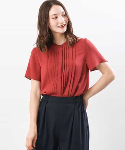 FUBHS02110 MK MICHEL KLEIN シフォンジョーゼット半袖ブラウス/洗える