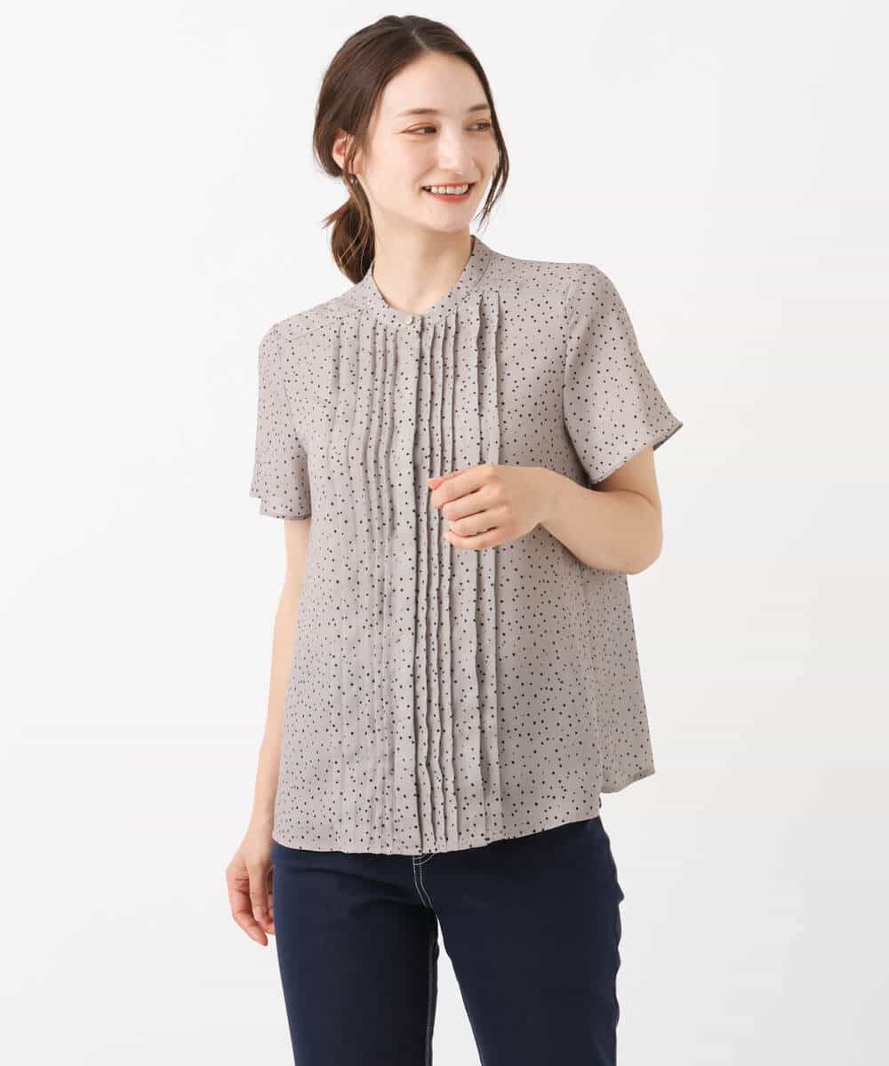 シフォンジョーゼット半袖ブラウス/洗える