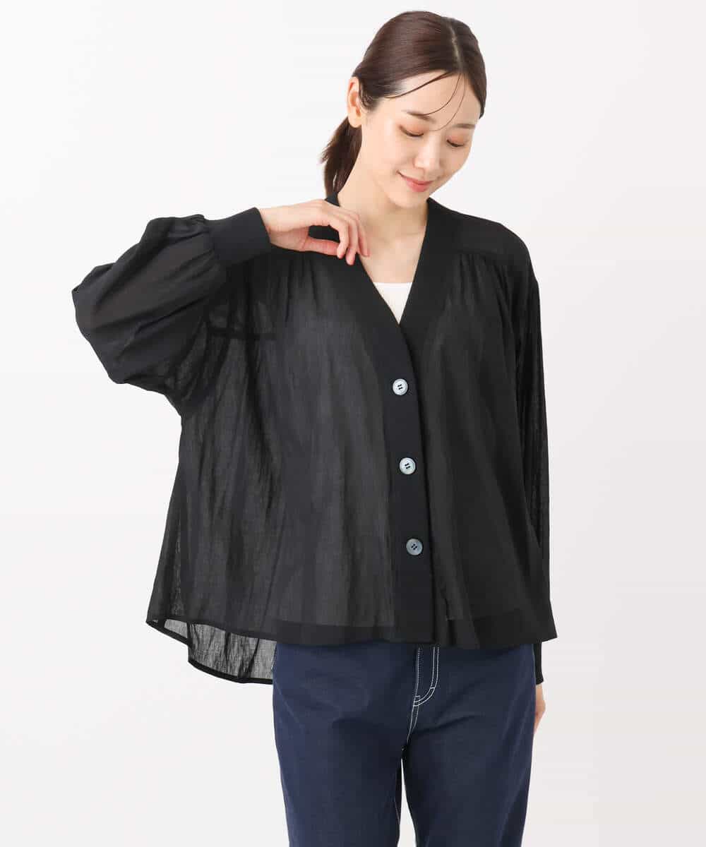 FUBJA02150 MK MICHEL KLEIN(MK ミッシェルクラン) バックギャザーデザインカーディガン/洗える ブラウン