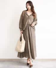 FUBJD21150 MK MICHEL KLEIN(MK ミッシェルクラン) [洗える]シアーストライプ フーディーシャツブラウス ベージュ