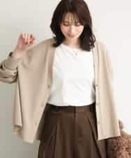 FUCJD30140 MK MICHEL KLEIN(MK ミッシェルクラン) [洗える]Vネックカットカーディガン ベージュ