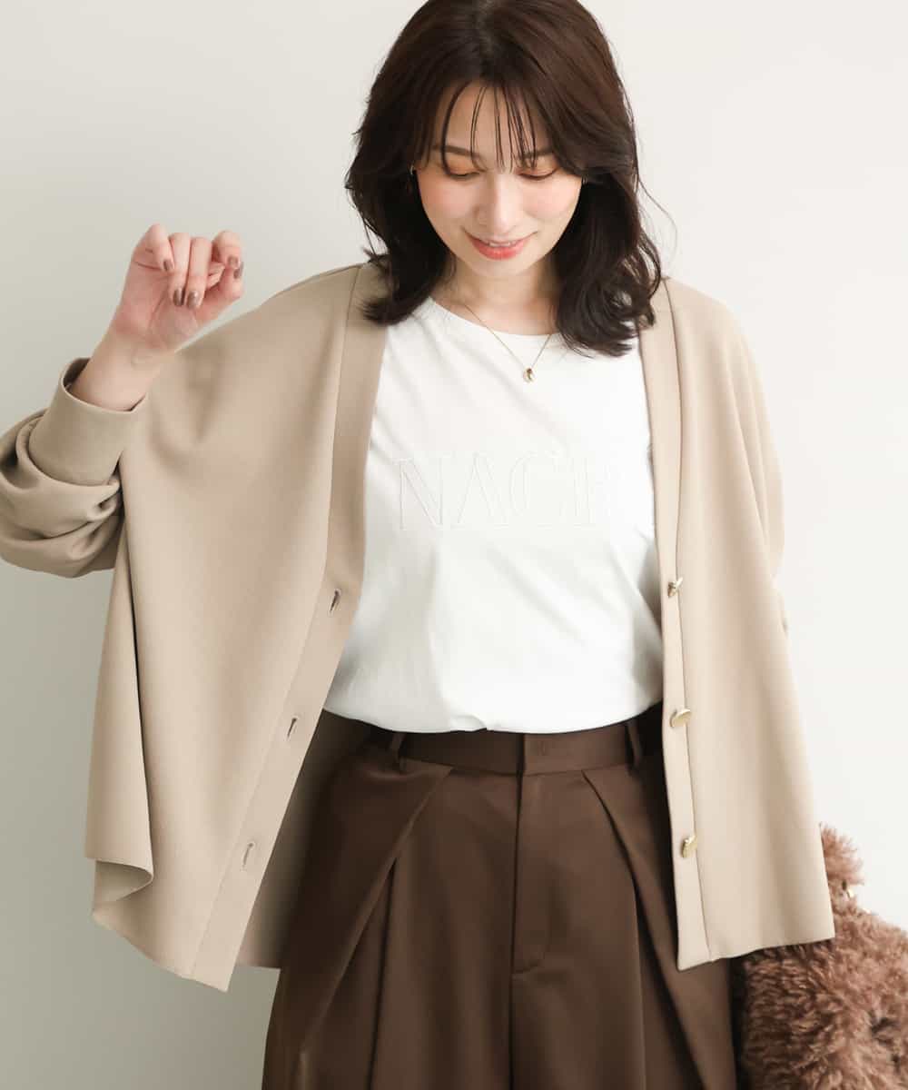 FUCJD30140 MK MICHEL KLEIN(MK ミッシェルクラン) [洗える]Vネックカットカーディガン ベージュ