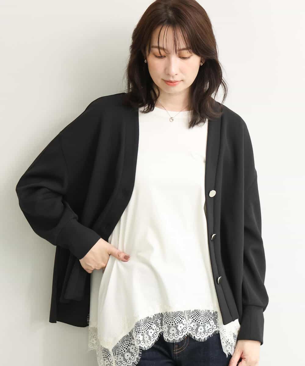 FUCJD30140 MK MICHEL KLEIN(MK ミッシェルクラン) [洗える]Vネックカットカーディガン ベージュ