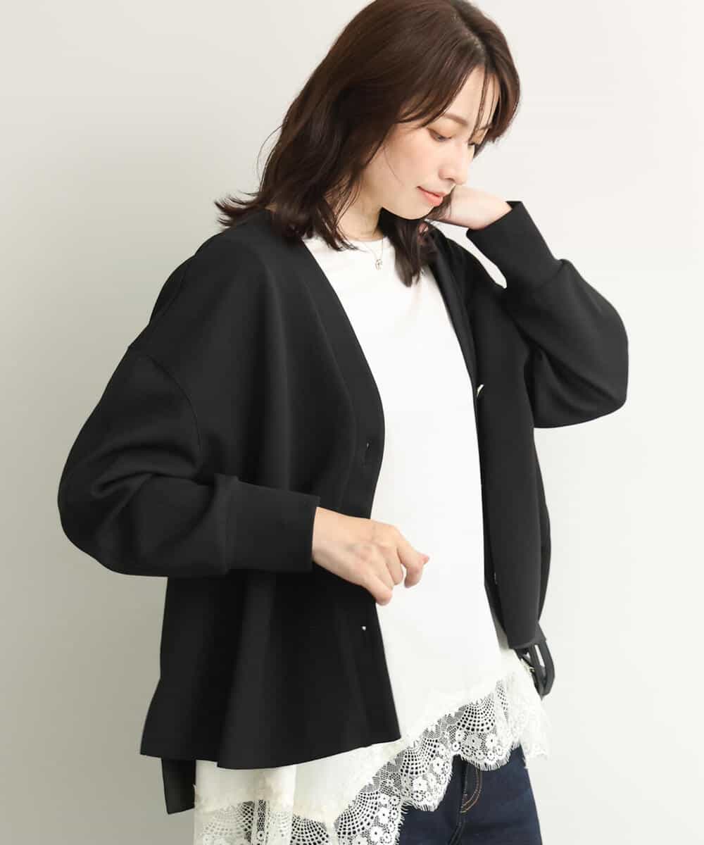 FUCJD30140 MK MICHEL KLEIN(MK ミッシェルクラン) [洗える]Vネックカットカーディガン ベージュ