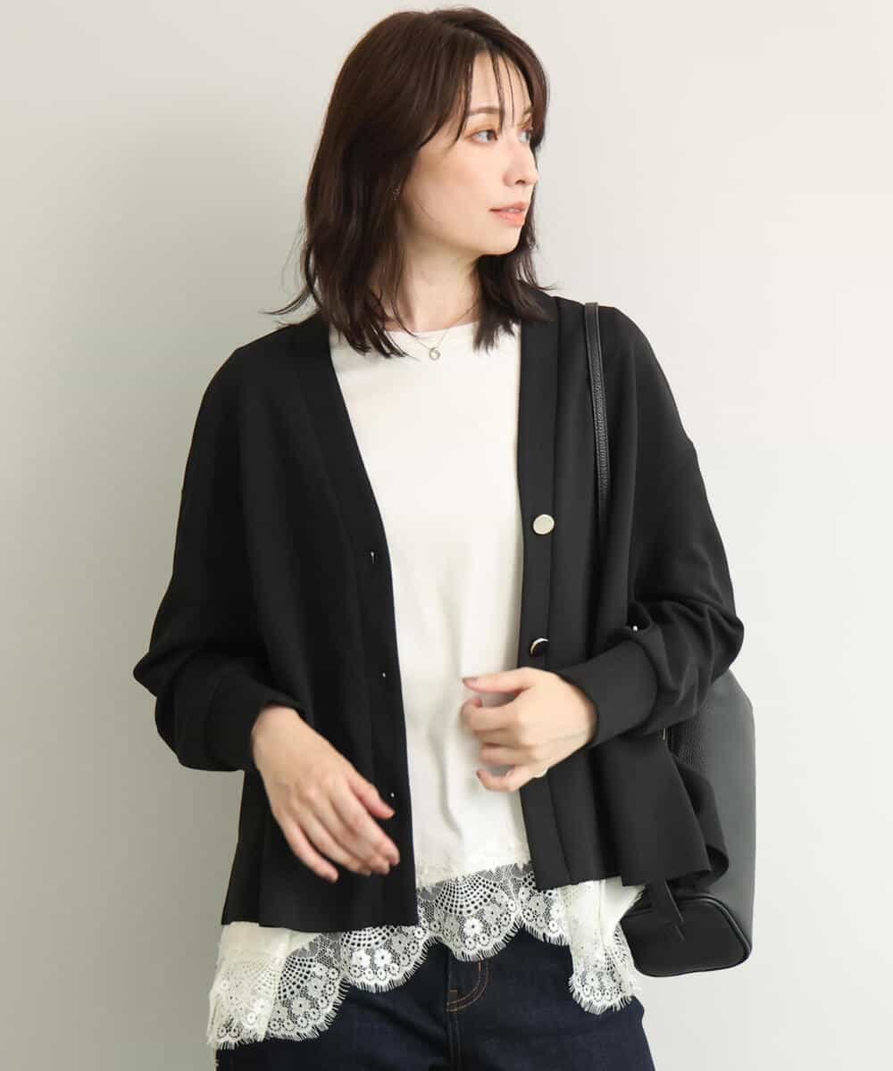 FUCJD30140 MK MICHEL KLEIN(MK ミッシェルクラン) [洗える]Vネックカットカーディガン ベージュ