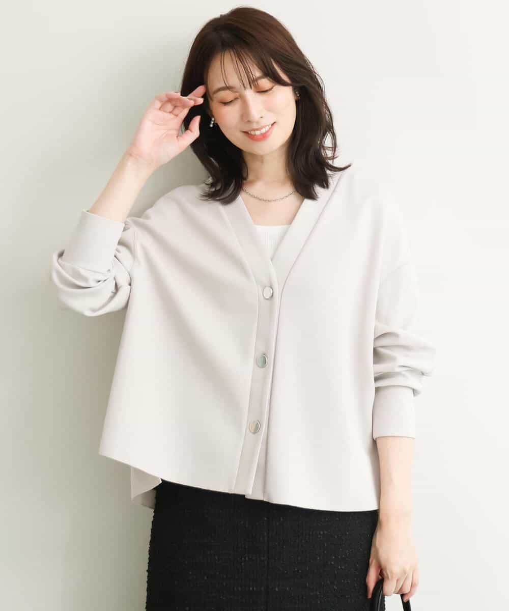 FUCJD30140 MK MICHEL KLEIN(MK ミッシェルクラン) [洗える]Vネックカットカーディガン ベージュ