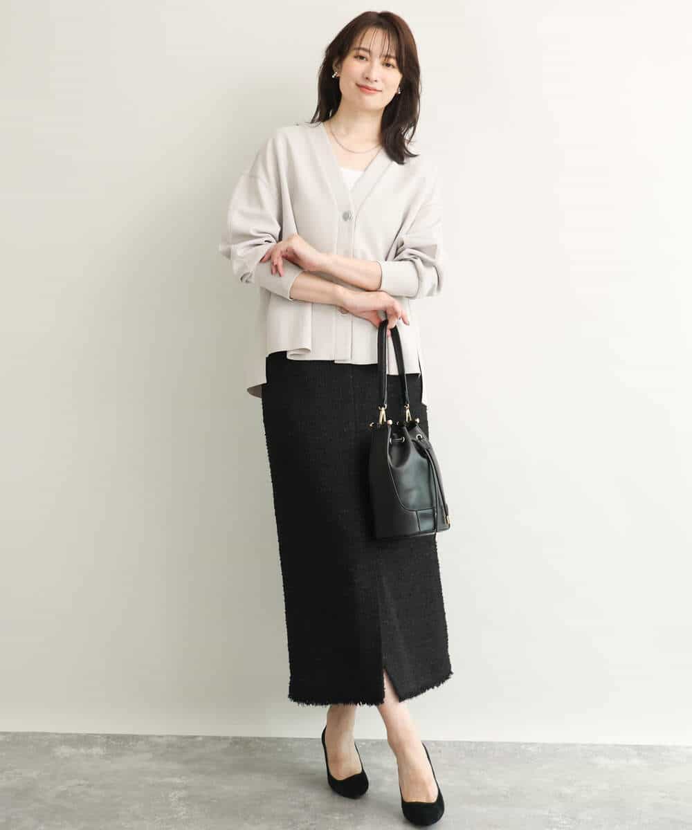 FUCJD30140 MK MICHEL KLEIN(MK ミッシェルクラン) [洗える]Vネックカットカーディガン ベージュ