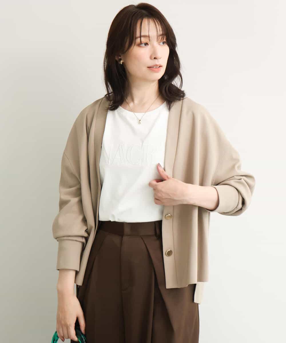 FUCJD30140 MK MICHEL KLEIN(MK ミッシェルクラン) [洗える]Vネックカットカーディガン ベージュ