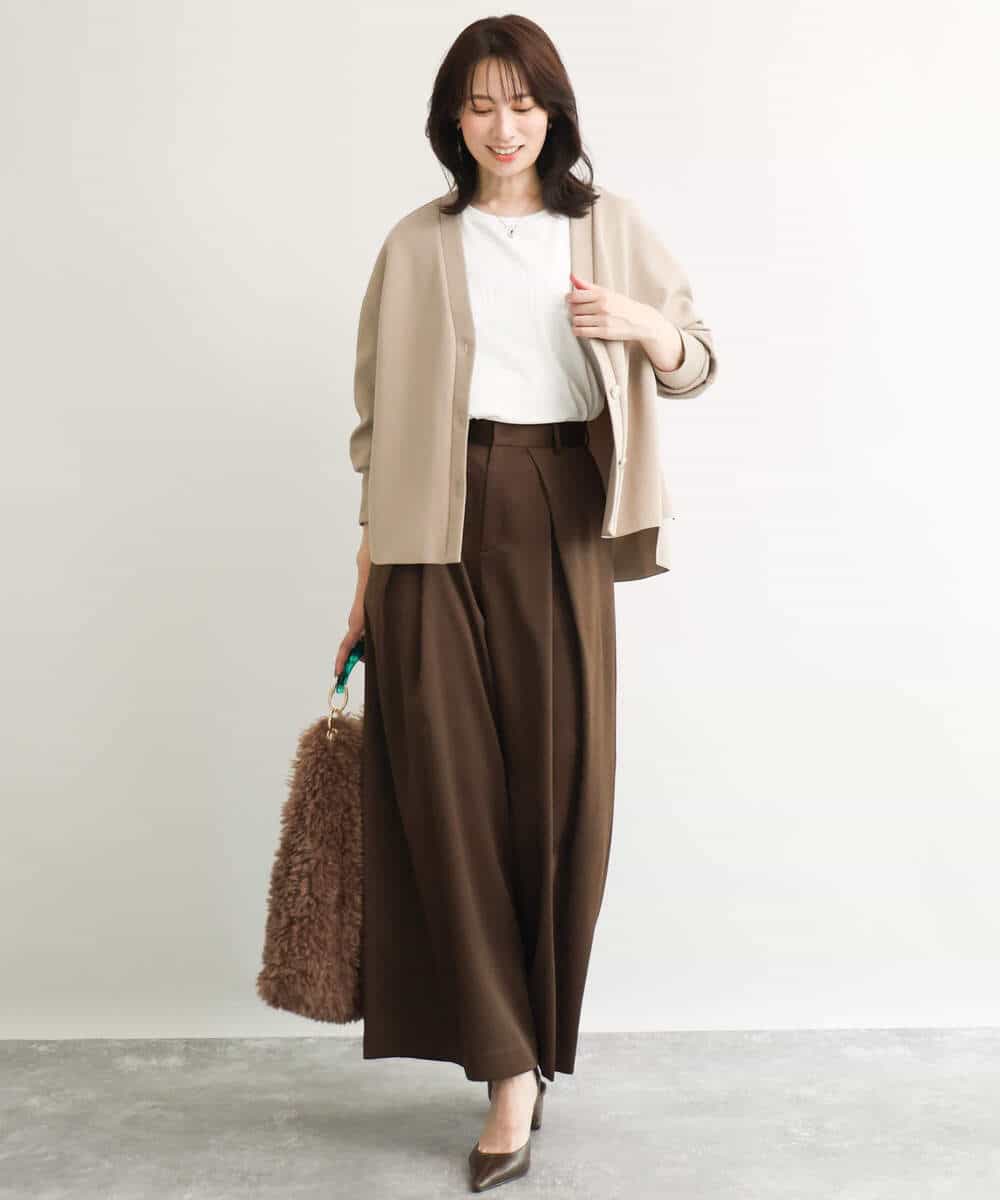 FUCJD30140 MK MICHEL KLEIN(MK ミッシェルクラン) [洗える]Vネックカットカーディガン ベージュ