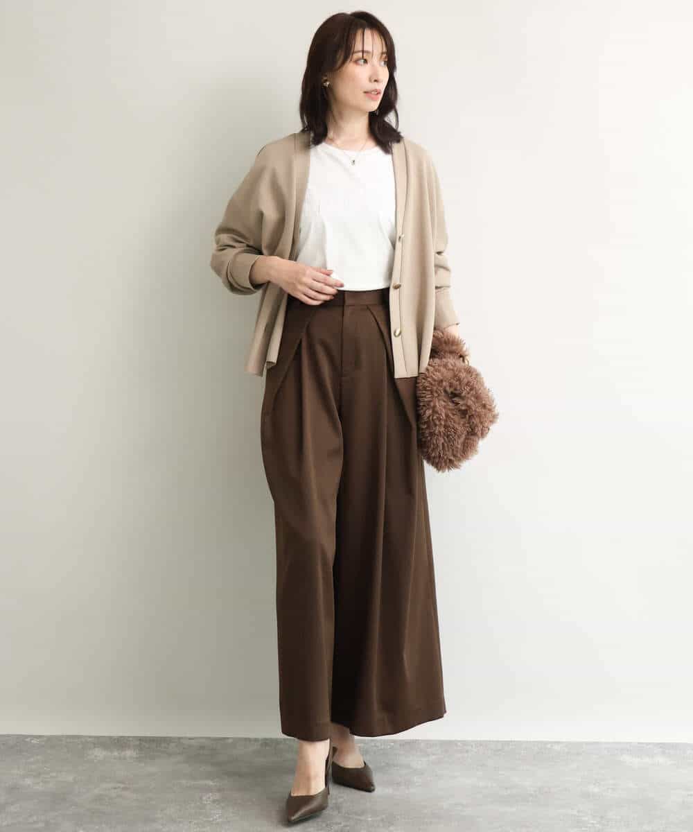 FUCJD30140 MK MICHEL KLEIN(MK ミッシェルクラン) [洗える]Vネックカットカーディガン ベージュ