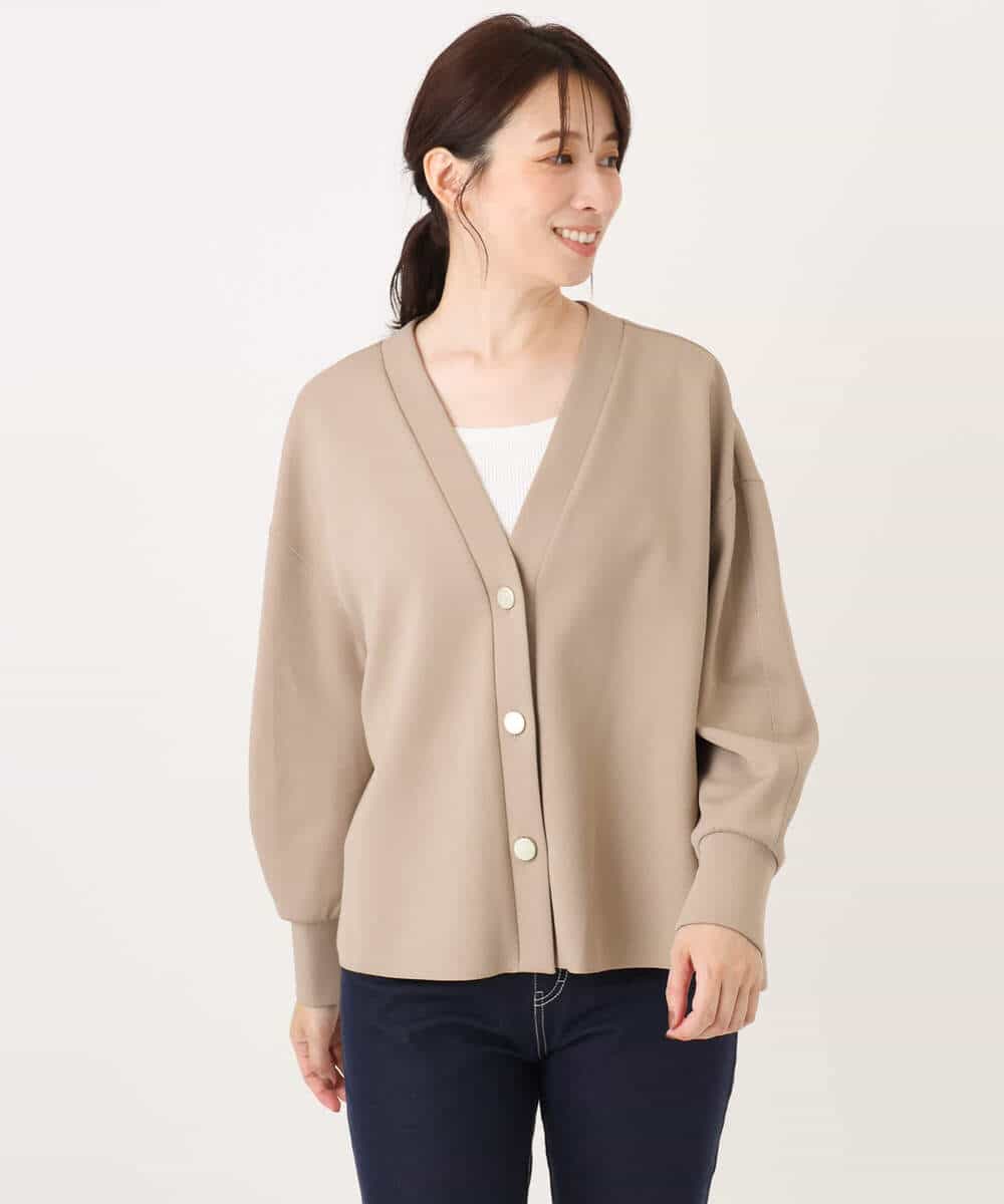 FUCJD30140 MK MICHEL KLEIN(MK ミッシェルクラン) [洗える]Vネックカットカーディガン ベージュ