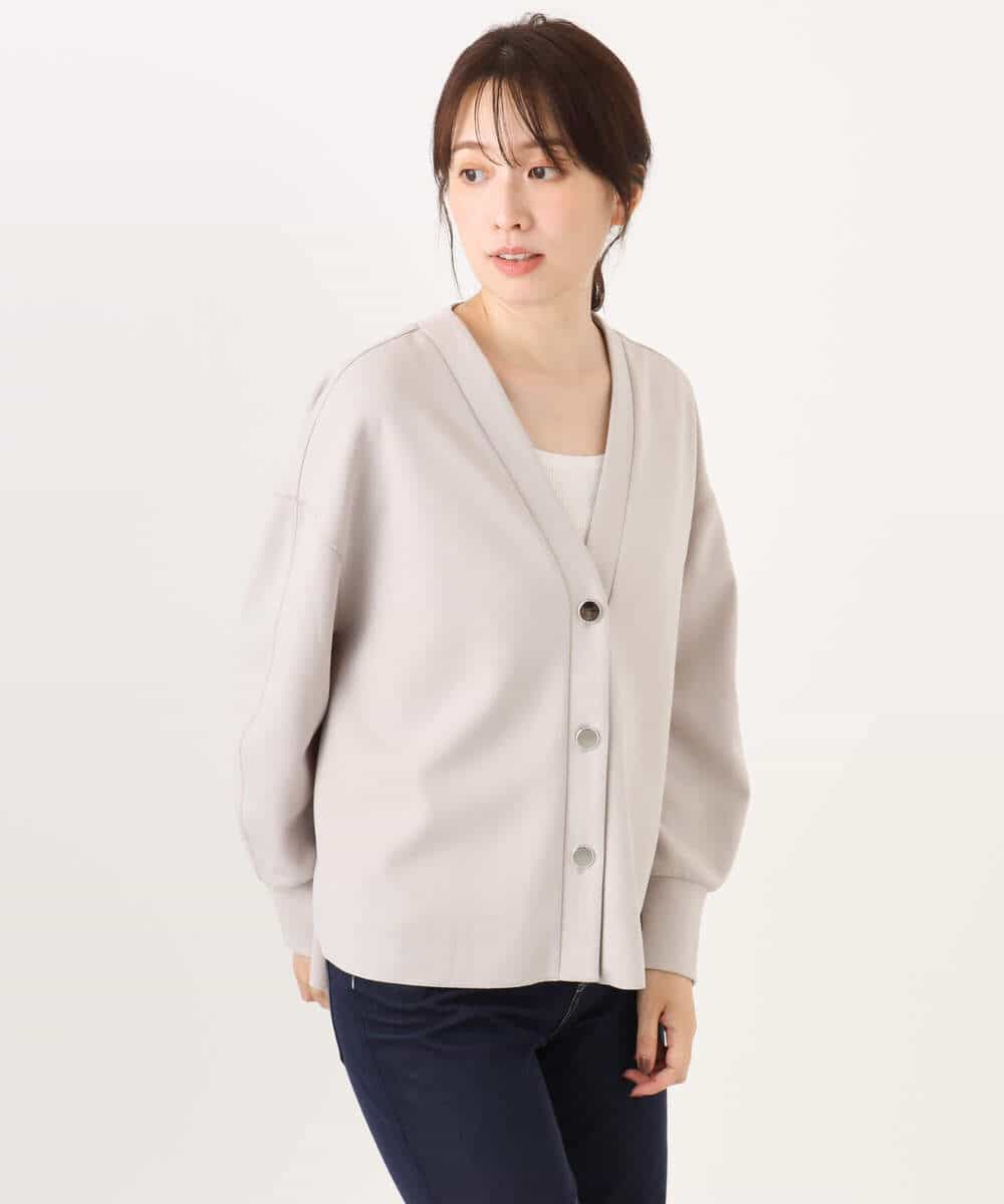 FUCJD30140 MK MICHEL KLEIN(MK ミッシェルクラン) [洗える]Vネックカットカーディガン ベージュ