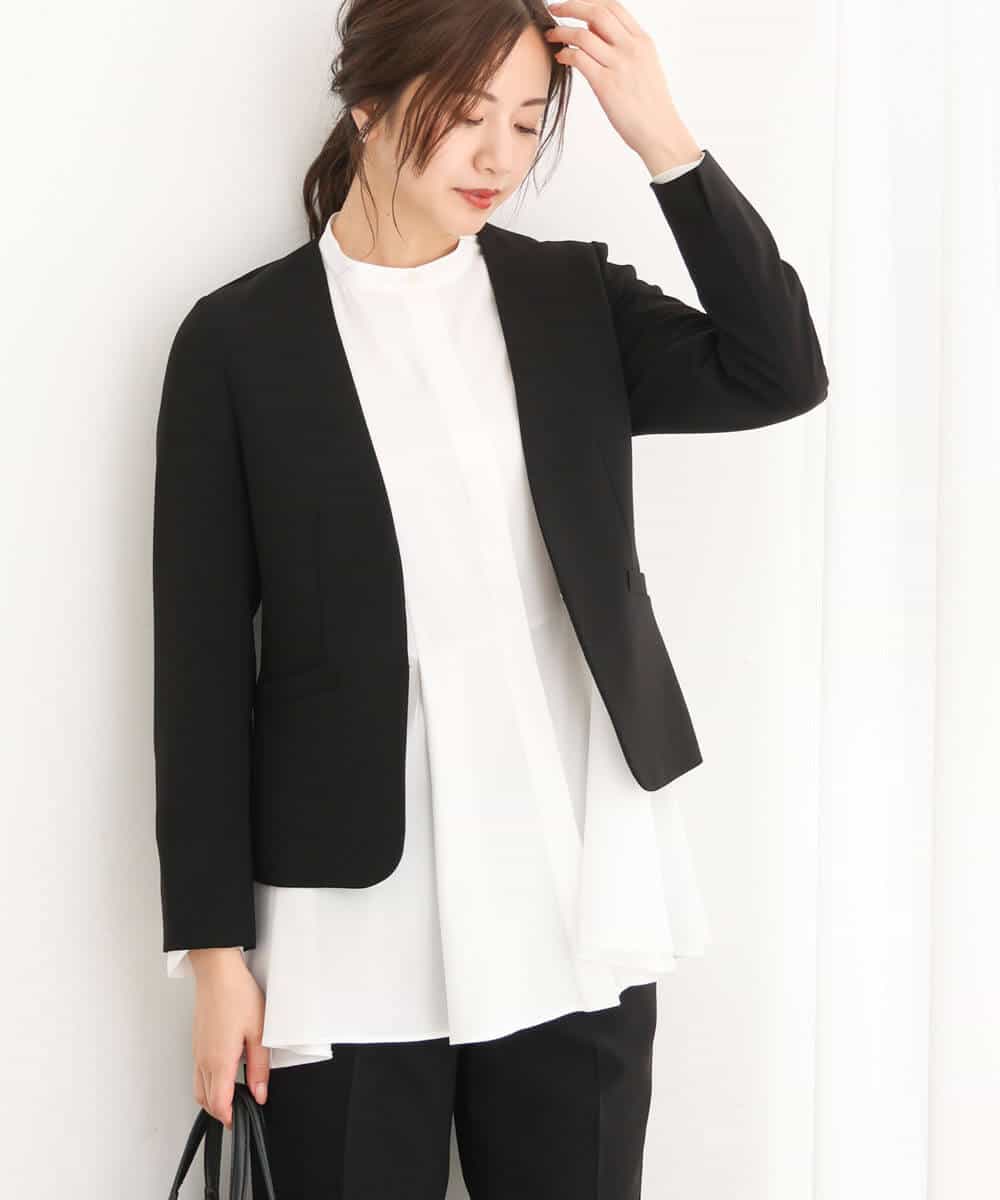 FUDAV01230 MK MICHEL KLEIN(MK ミッシェルクラン) ベーシックカラーレスジャケット/店舗限定/洗える ベージュ