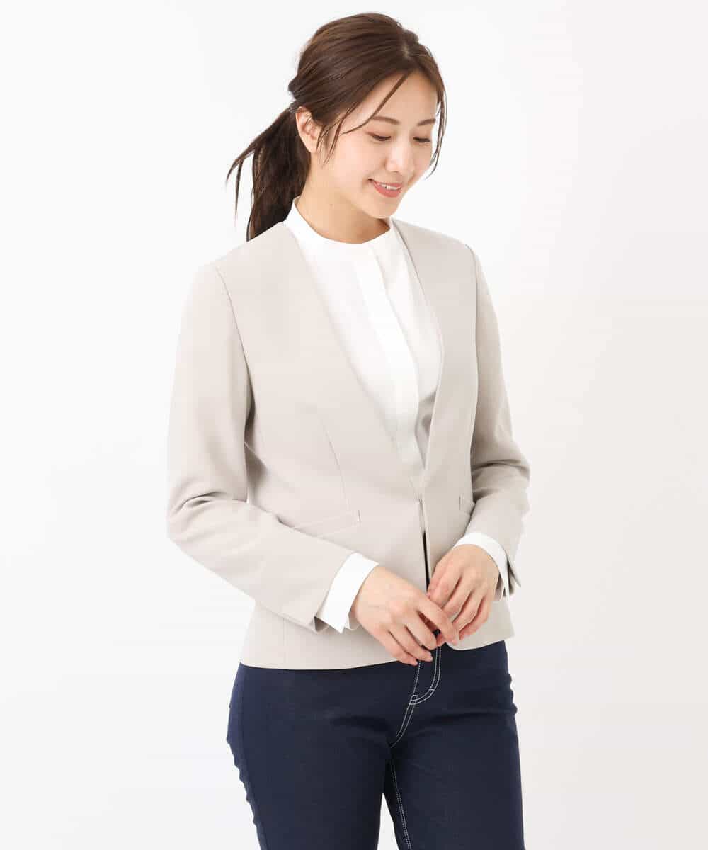 FUDAV01230 MK MICHEL KLEIN(MK ミッシェルクラン) ベーシックカラーレスジャケット/店舗限定/洗える ベージュ