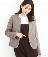 FUDJA01210 MK MICHEL KLEIN(MK ミッシェルクラン) メランジ調ノーカラージャケット/セットアップ対応/洗える モカ