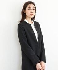 FUDJA01210 MK MICHEL KLEIN(MK ミッシェルクラン) メランジ調ノーカラージャケット/セットアップ対応/洗える ブラック