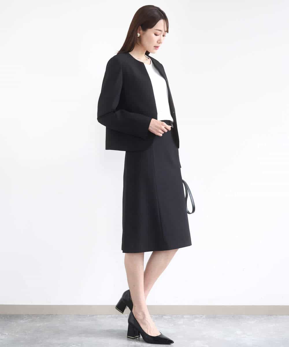 FUDJA01210 MK MICHEL KLEIN(MK ミッシェルクラン) メランジ調ノーカラージャケット/セットアップ対応/洗える モカ