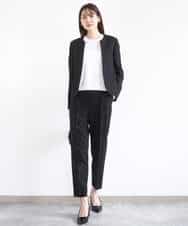 FUDJA01210 MK MICHEL KLEIN(MK ミッシェルクラン) メランジ調ノーカラージャケット/セットアップ対応/洗える モカ