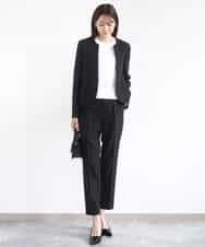 FUDJA01210 MK MICHEL KLEIN(MK ミッシェルクラン) メランジ調ノーカラージャケット/セットアップ対応/洗える モカ