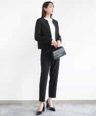 FUDJA01210 MK MICHEL KLEIN(MK ミッシェルクラン) メランジ調ノーカラージャケット/セットアップ対応/洗える モカ
